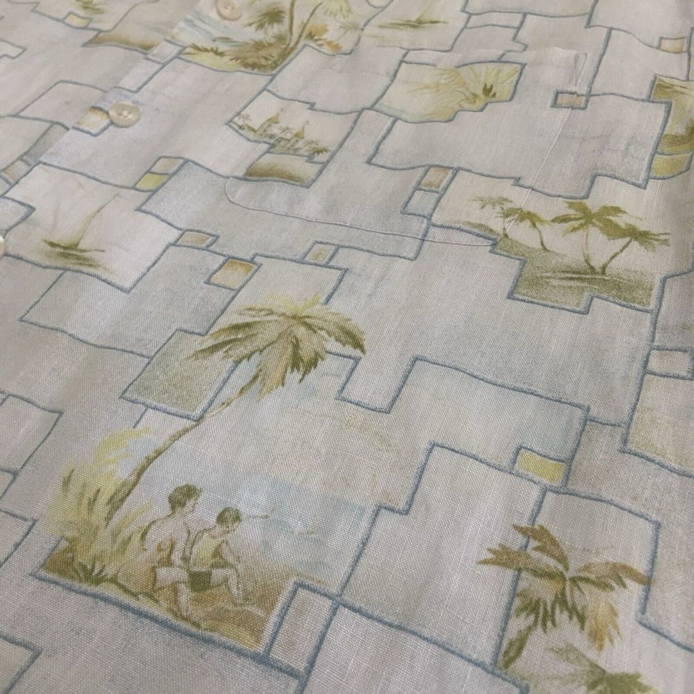 Tommy Bahama Men's XL Linen Short Sleeve All Over‎ Tropical Geometric Hawaiian